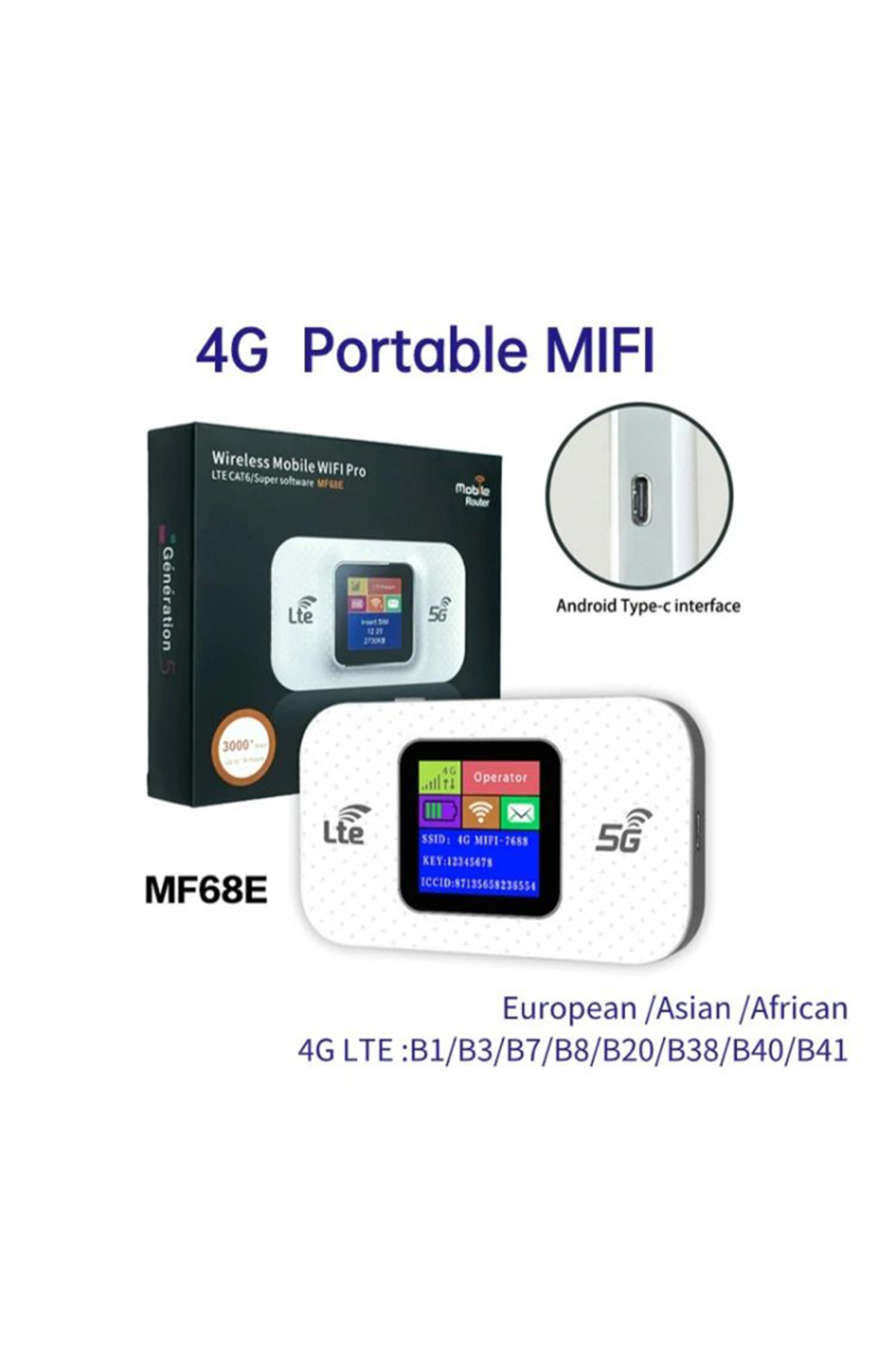 kruxon KR1217 MF68E 4G LTE Taşınabilir Modem 150Mbps LCD Ekranlı SIM Kartlı Mobil WiFi Router 2-4G
